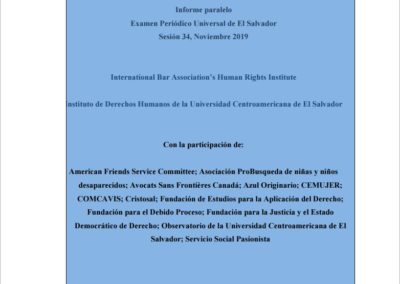 Informe paralelo Examen Periódico Universal de El Salvador 2019