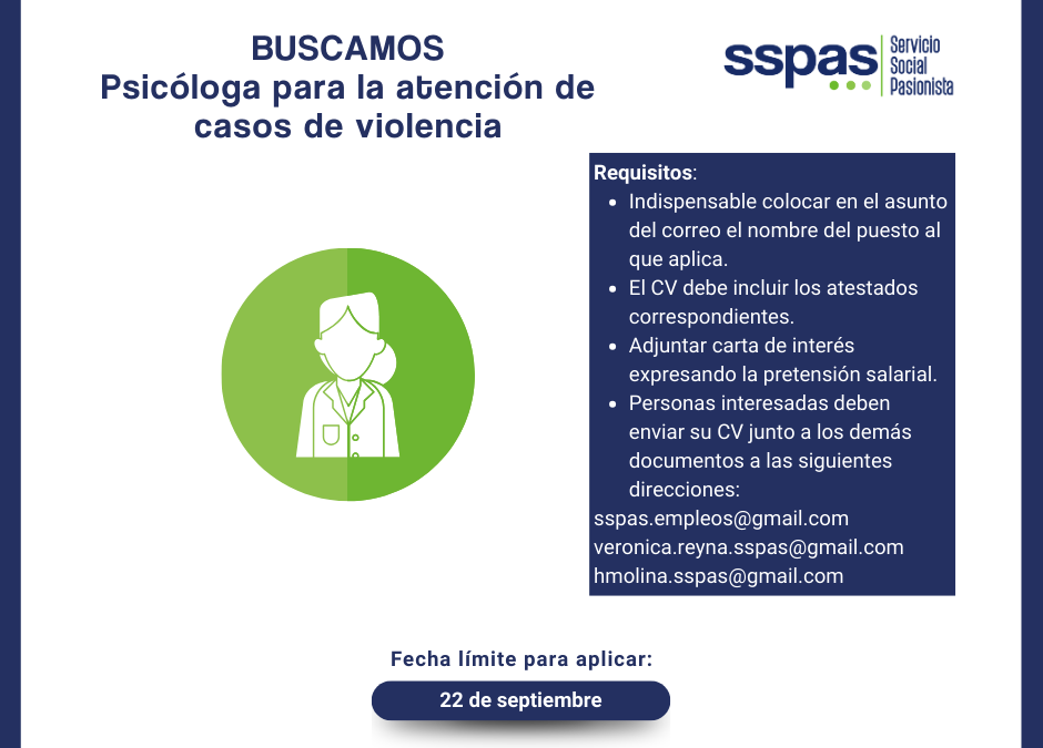 Psicóloga para la atención de casos de violencia