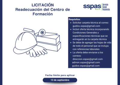 Licitación de readecuación del Centro de Formación – SSPAS