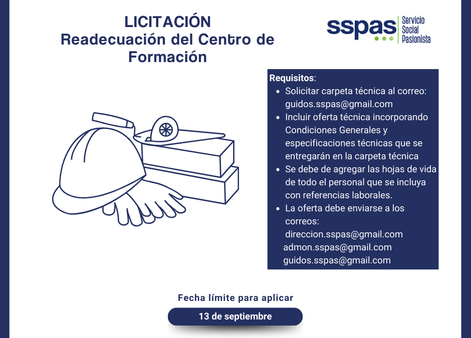 Licitación de readecuación del Centro de Formación – SSPAS