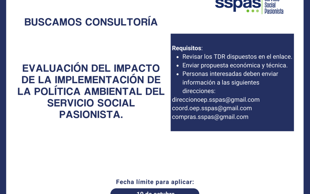 Evaluación del impacto de la implementación de la política ambiental del Servicio Social Pasionista