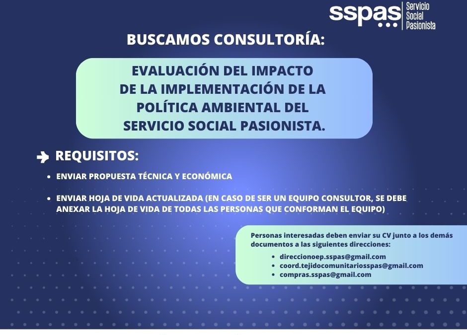 Evaluación del impacto de la implementación de la Política Ambiental del Servicio Social Pasionista