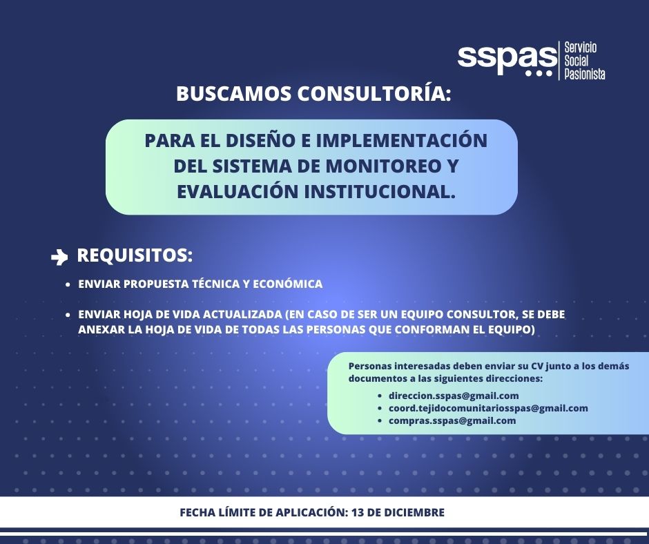 CONSULTORÍA PARA EL DISEÑO E IMPLEMENTACIÓN DEL SISTEMA DE MONITOREO Y EVALUACIÓN INSTITUCIONAL.