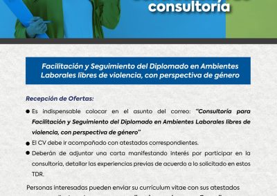 Facilitación y seguimiento del diplomado en Ambientes Laborales libres de violencia, con perspectiva de género
