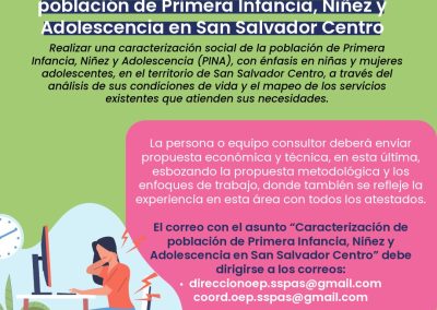 Caracterización de población de Primera Infancia, Niñez y Adolescencia en San Salvador Centro