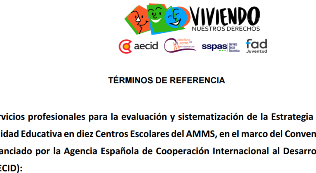 Servicios profesionales para la evaluación y sistematización de la Estrategia de Calidad Educativa